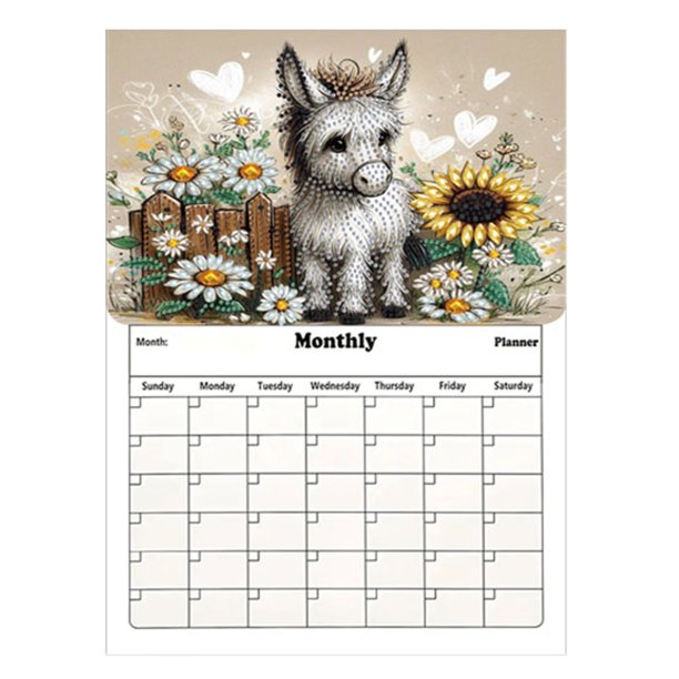5d Diy Art Monthly Planner Donkey Jardín Con Forma Especial para Principiantes