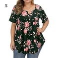 thumbnail image 1 of Camisa de mujer Camiseta de manga corta con estampado floral Blusa con cuello en V, Verde militar, S Scienceny AP002466-41, 1 of 4