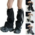 thumbnail image 2 of ZPAQI Drawstring Cargo Leg Warmers Women Harajuku Side Double Striped Baggy Leg Covers, 2 of 19