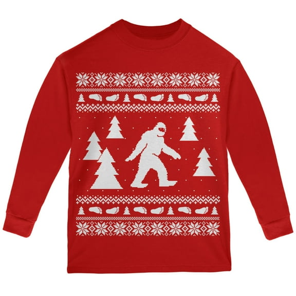 Old Glory Youth Sasquatch Ugly Christmas Sweater Long Sleeve T Shirt