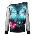 thumbnail image 5 of Mujeres moda manga larga camisas casuales fuera del hombro pulóver blusas Pompotops FGAJ18433, 5 of 5