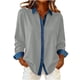 thumbnail image 3 of RKSTN Denim Patchwork Long Sleeve Shirts for Women Oversized Lapel Button Down T Shirts Top Womens Casual Plus Size Contton Touch Vintage Loose Comfy Blouses Cardigan Jackets Fall Spring Clothes, 3 of 6