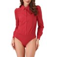 thumbnail image 1 of Camiseta Leotardo INSPIRE CHIC para Mujer, Casual de Negocios con Cuello, Botones, Manga Larga, Body Top XS Rojo, 1 of 6