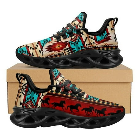 

Sneakers American Ethnic Tribal Aztec Printed Non-slip Outdoor Platform Shoes Fashion Mesh Shock Absorption Vulcanized Shoes New