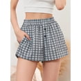 thumbnail image 5 of Yunliwuli Women's Summer Casual Pajama Shorts Elastic Band Loose Fitting Plaid Lounge Shorts, 5 of 10