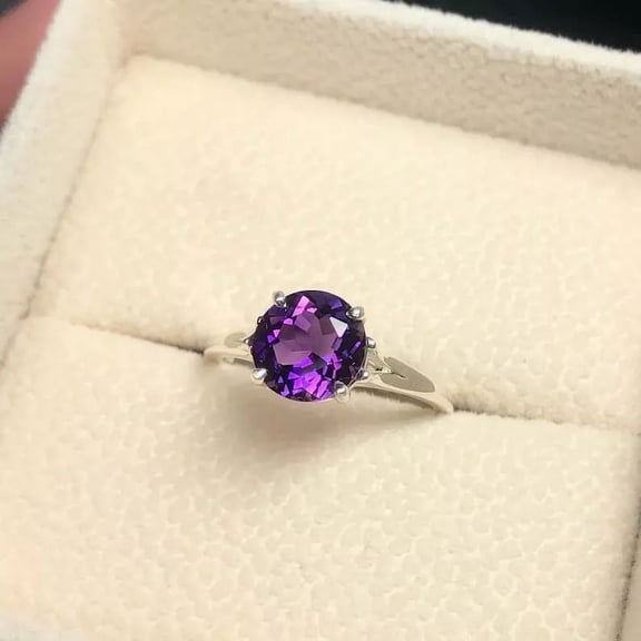 Certified Natural Purple Amethyst Ring 925 Sterling Silver Handmade Engagemant Ring