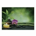 thumbnail image 1 of Spa Cutting Board, Orchid Bamboo Stems Stones Japanese Alternative Feng Shui Elements, Decorative Tempered Glass Cutting and Serving Board, Small Size, Apple Green Fuchsia, by Ambesonne, 1 of 1