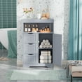 thumbnail image 4 of Lacoo Bathroom Floor Cabinet Wooden Storage Organizer with 1 Door, 3 Drawers & Adjustable Shelf Storage Cabinet for Kitchen Living Room Bathroom, Gray, 4 of 8