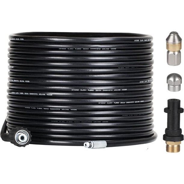 Kit de desatascos de manguera de 15 m para hidrolimpiadoras Kärcher con boquilla y boquilla giratoria, kit de desatascos de manguera profesional de 180 bares con adaptador para accesorios Karcher K2/K