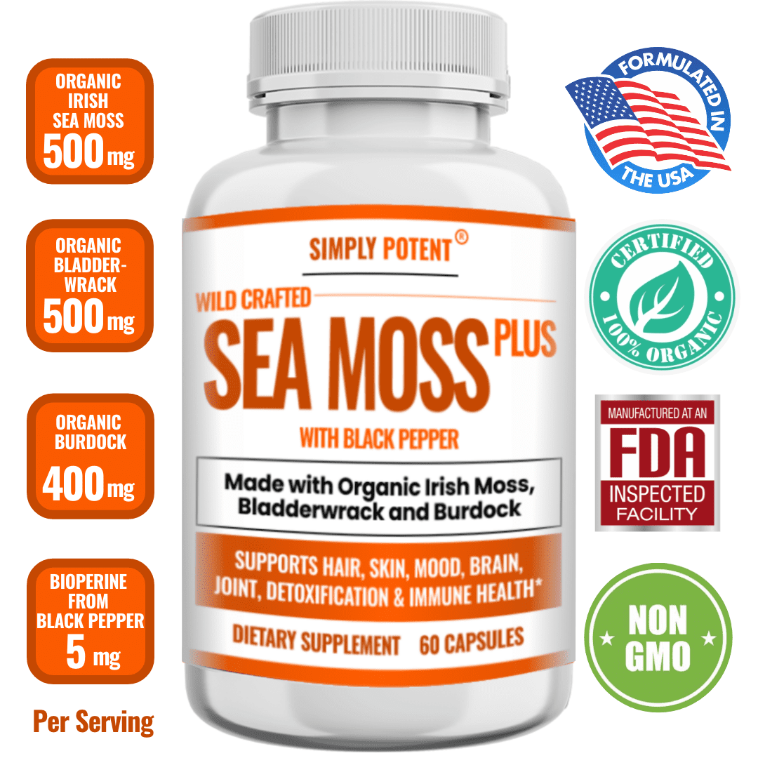 Sea Moss Supplement with Black Pepper, 60 Capsules Made with Organic ...