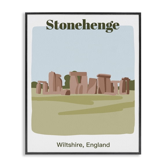 Stupell Industries Contemporary Stonehenge Landmark Architecture Black Framed Giclee Art, 11 x 14, by Regina Moore