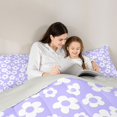 thumbnail image 4 of Homewish Kawaii Flowers Full Size Comforter Sets,Romantic Floral Print Bedding Comforter Set,Purple,Light Gray Reversible,3pcs,1 Comforter and 2 Pillowcases, 4 of 7