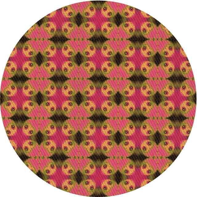 Ahgly Company Tapis Rond Lavable en Machine Intérieur Transitionnel Rouge, 6 Pieds Rond