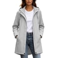 thumbnail image 2 of thefmos Women Plus Size Fall Winter Hooded Zip Up Coat Casual Basic Solid Outerwear Long Sleeve Jacket Cold Weather Fashion, Gray 2XL, 2 of 9