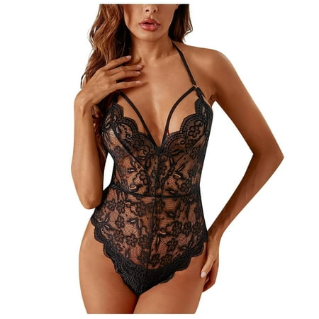 

YDKZYMD Women S Snap Crotch Lingerie Sexy Babydoll Floral Lace Set Teddy One Piece Lingerie Set