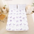 thumbnail image 5 of Erosebridal Purple Bowknots Full Size Sheets For Girls,Dreamy Princess Bows Bed Sheets,Cartoon Stars Pattern 4pcs, 5 of 6