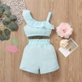 thumbnail image 2 of Vedolay Short Sets For Girl 2 Piece Girl's 2 Piece Casual Outfits Button Down Short Sleeve Shirt Tops and Shorts Set,Blue 18-24 Months, 2 of 4