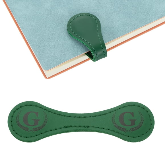 Uxcell Marque-page magnétique en cuir personnalisé, 26 lettres Marque-page, (Vert clair/G)