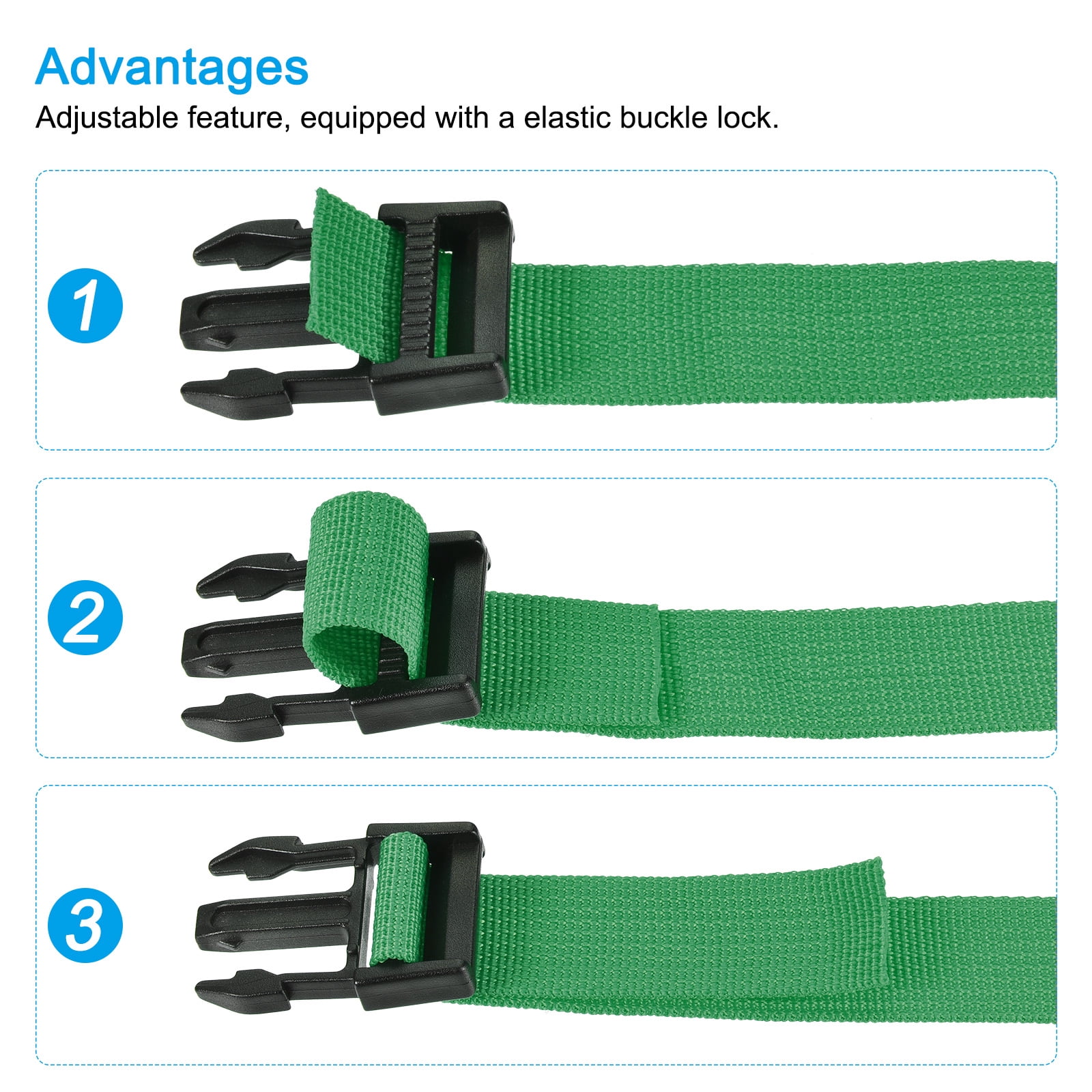 Unique Bargains Utility Strap with Buckle Adjustable Belt for Outdoor Bag Luggage Packing Green