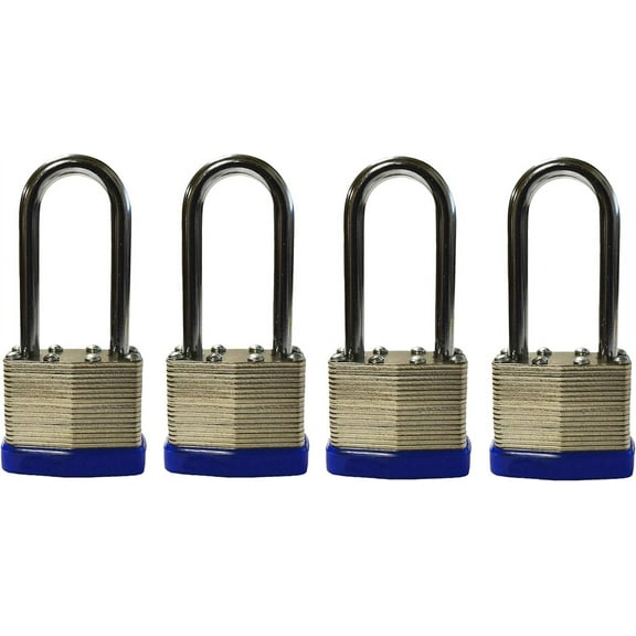 4-Pack Long Shackle Keyed-A-like 40mm Long Shank (Includes 8-Keys All Keyed Alike)