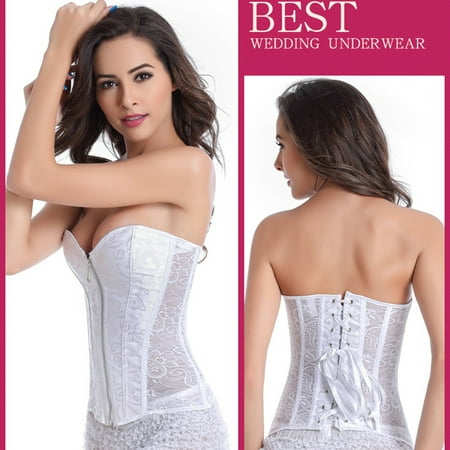 

ZHIYU Women LaceBack Zip Hollow Out Corset Top Bustier Body Court Corset