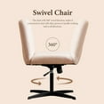 thumbnail image 5 of Joyyskill Home Office Desk Chair No Wheels Wide Armless Upholstered Vanity Chair Swivel Criss Cross Legs Adjustable Height Accent Chair Beige, 5 of 9