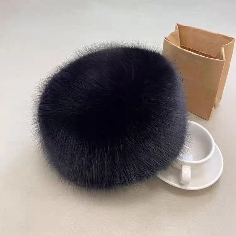 Women\'s Black & White Winter Faux Fur Cossak Russian Style Hat Warm Cap Lovful Winter Women Faux Fur Russian Cossack Style Hat  main image 2