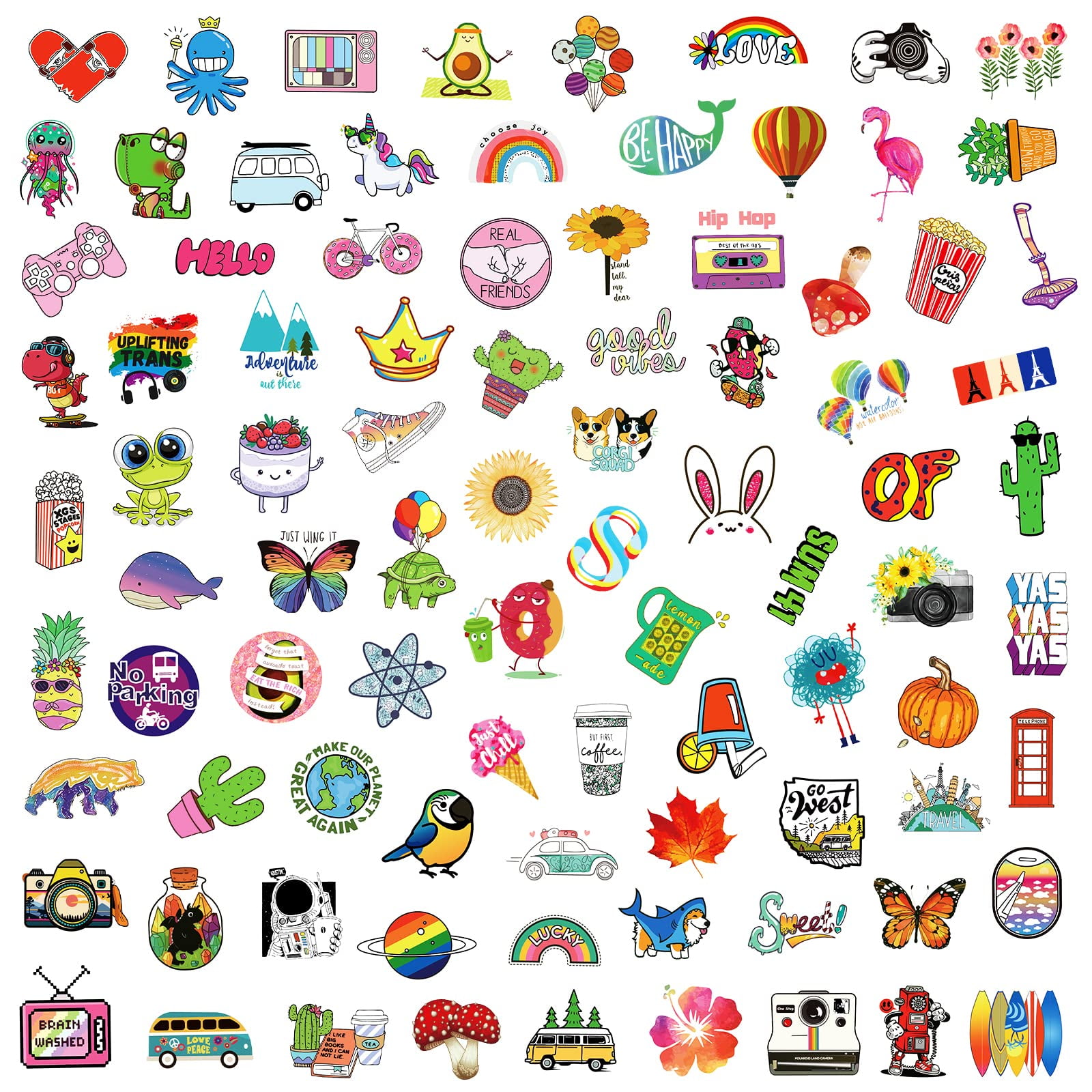  1000Pcs Water Bottle Stickers for Kids, Cute Vinyl Stickers  Adults, Cool Waterproof Sticker Bulk for Teens Boys, Girls, Bulk Stickers  for Skateboard,Toy, Helmet, Car, Bicycle, Laptop, Phone Case : Toys 
