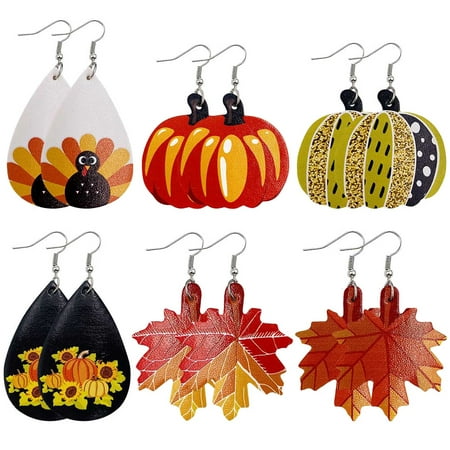 

TOYMYTOY 6 Pair of Artificial Leather Pendant Ear Drop Thanksgiving Ear Hook Ear Dangler