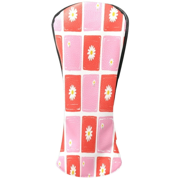 Golf Club Headcovers High Quality Waterproof Leather Golf Head Cover Set Men Women Driver Head Cover Exclusive Gift for Golf Lovers Pink Grid Flowers