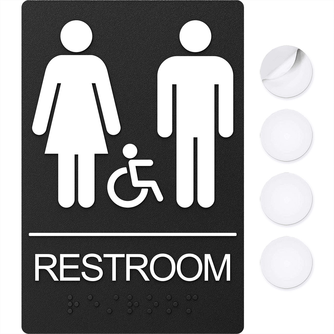 ASSURED SIGNS Restroom Sign For Wall Bathroom Signs 9 by 6" Black