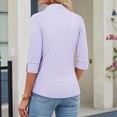 thumbnail image 6 of Womens Button Down Shirts 3/4 Sleeve Dress Blouses Business Casual Collared Tops Light Purple L, 6 of 6