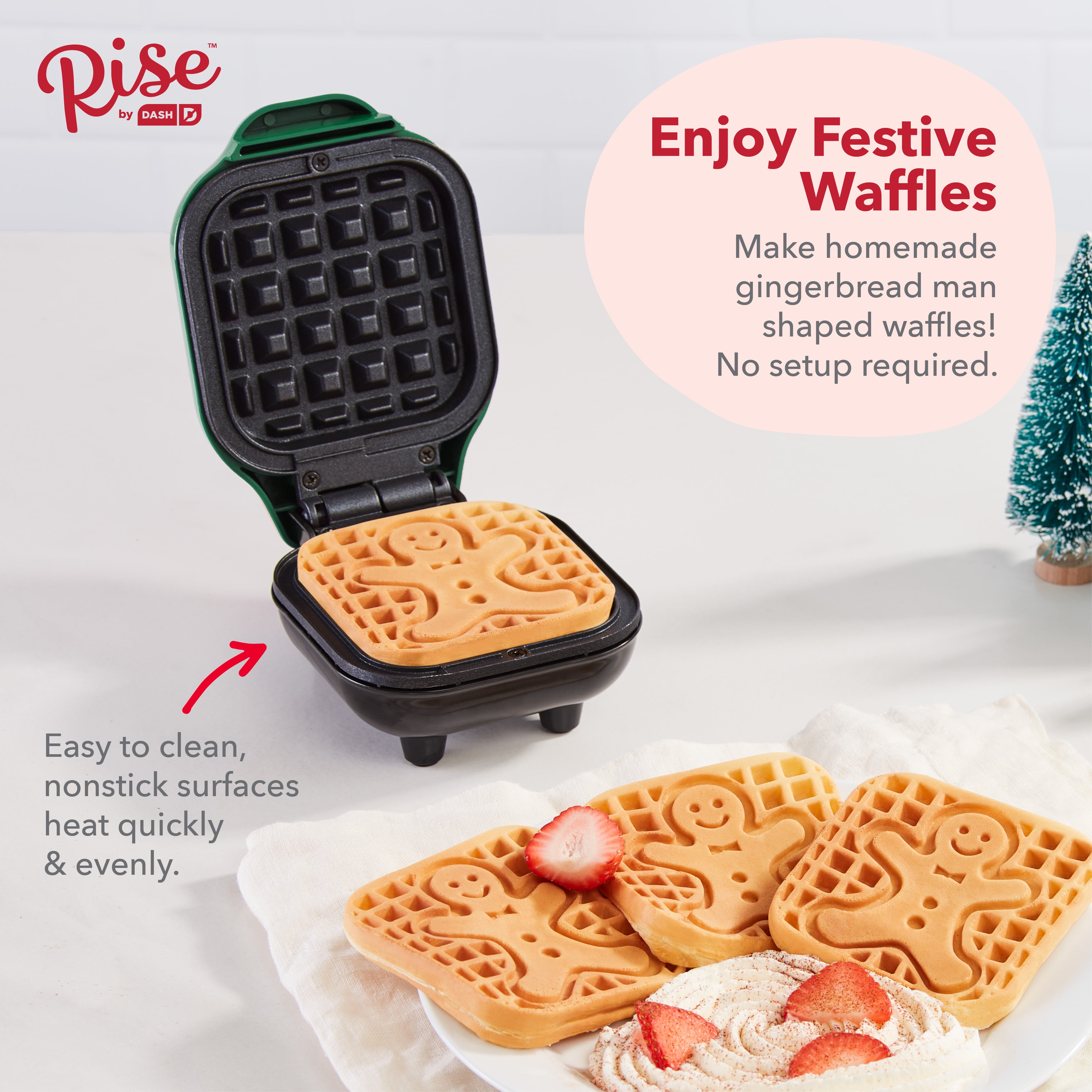 Dash Gingerbread Man Mini Waffle Maker and Cookbook Gift Set
