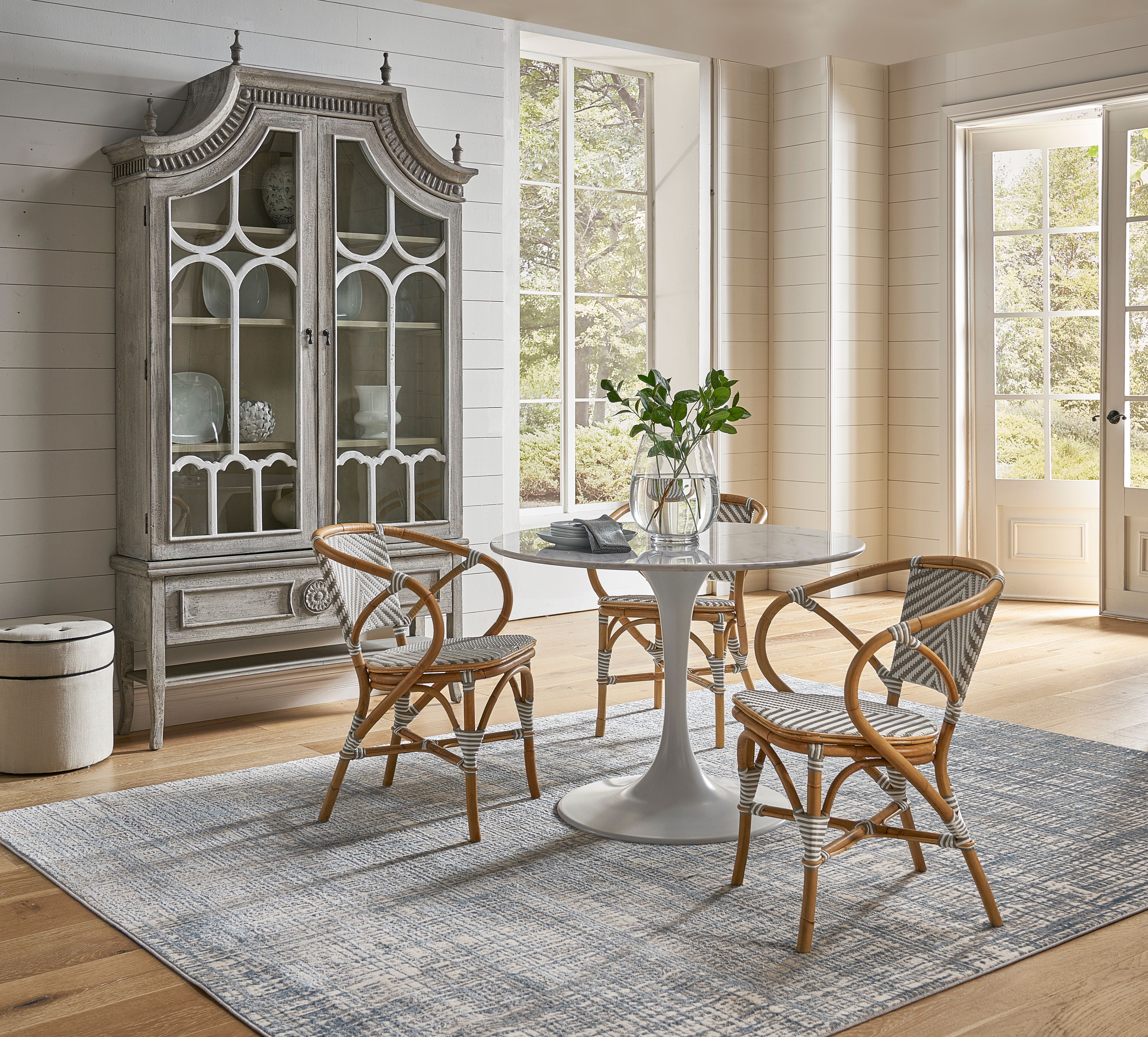 Pearl Modern Bamboo Wicker Bistro Side Dining Chair Gray Walmart Com Walmart Com