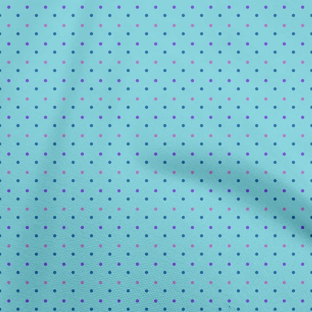 oneOone Viscose Chiffon Turquoise Blue Fabric Dot Craft Projects Decor Fabric Printed By The Yard 42 Inch Wide