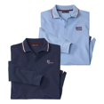 thumbnail image 1 of Atlas For Men - Polo de Pique de Manga Larga para Hombre - Pack de 2 (Azul Marino, Azul Cielo), 1 of 3