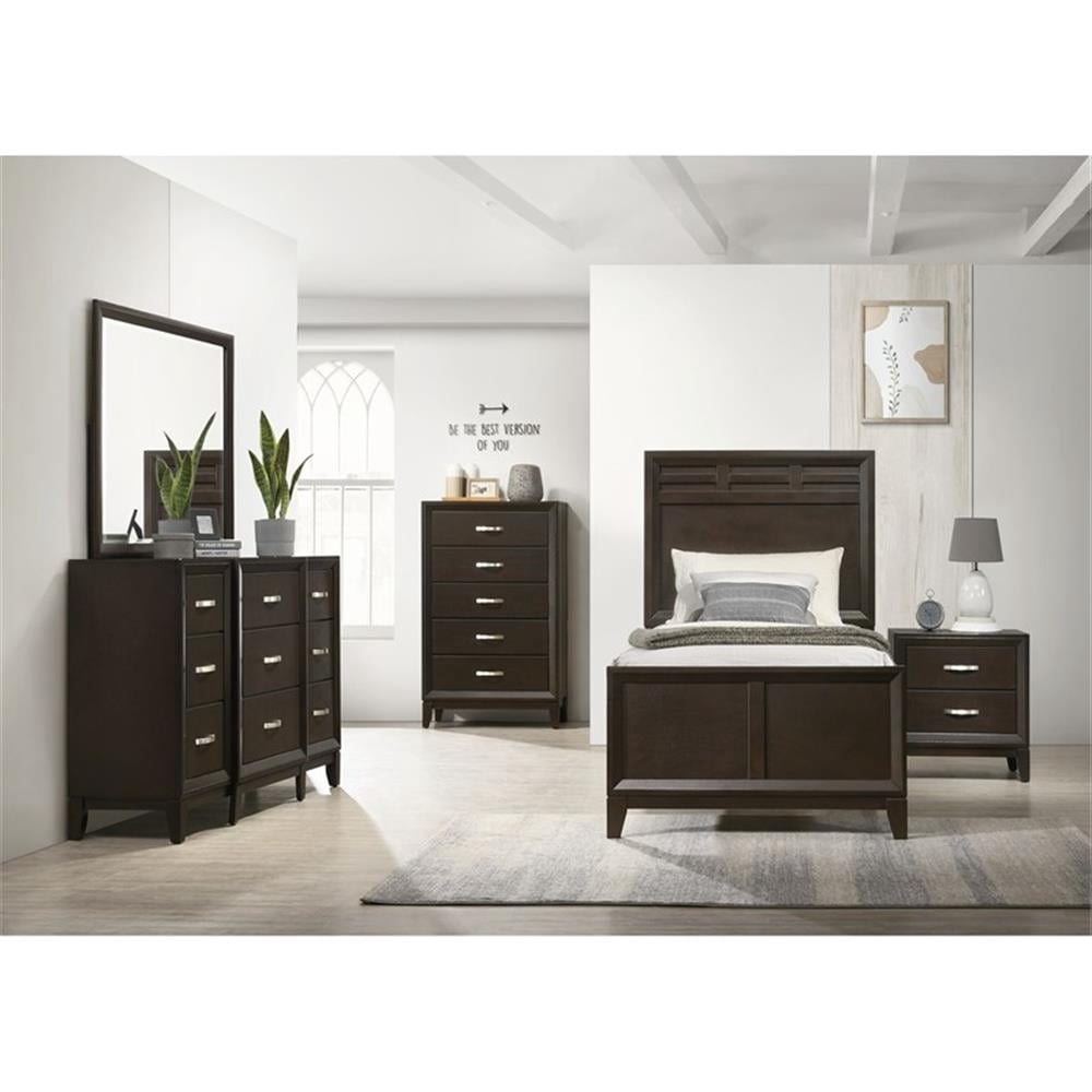 Picket House Furnishings Warren 42"W Twin Panel Wood Bed in Merlot