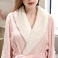 thumbnail image 6 of VANLOFE Unisex Warm Pajamas Household Clothes Solid Bathrobe Lengthened Night-robe Woman's Nightgown Casual Robes Pink Robes Sleepwear for Woman M, 6 of 9