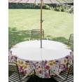thumbnail image 3 of Outdoor Tablecloth with Umbrella Hole Zipper Purple Lavender Round Tablecloth 54" Waterproof Outside Table Cloth Watercolor Floral Daisy Botanical Spring Patio Table Cover Tablecloths for Picnic, 3 of 8