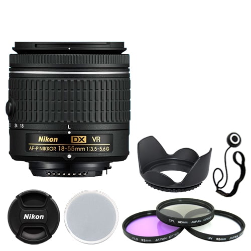 Nikon 1855mm f/3.55.6G VR AFP DX Zoom Lens Bundle Filters Hood Cap Keeper