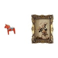 thumbnail image 1 of Escultura de caballo de Dalecarlian y marco de fotos vintage de resina. Adorno coleccionable para estantería, mesa, pasillo, decoración de bodas., 1 of 8