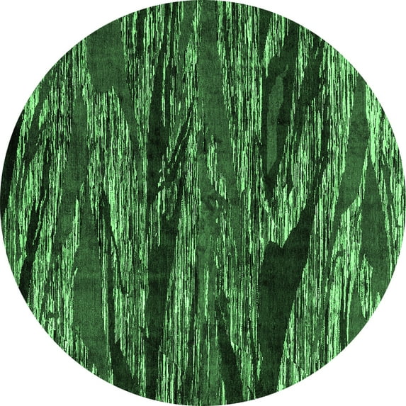 Ahgly Company Indoor Round Oriental Emerald Green Modern Area Rugs, 8' Round