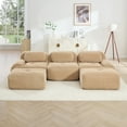 thumbnail image 6 of 116" Modern Compressed Boneless Couch with Ottoman, 3 Seater Large U Shaped Sectional Couches for Living Room, Camel Corduroy Cloud Modular Sectional Sofa, Memory Foam, Extra Deep, No Assembly, 6 of 13