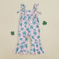 thumbnail image 4 of Okbabeha Toddler Girl St. Patrick's Day Bell Bottom Jumpsuit Sleeveless Romper Pants Shamrock Halter Overalls, 4 of 6