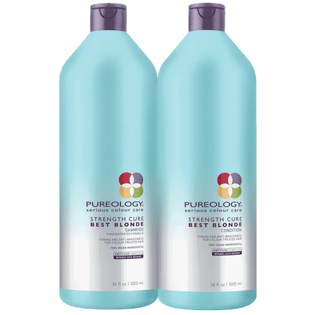 Pureology Strength Cure Best Blonde Shampoo And Conditioner Liter (Best Shampoo And Conditioner For Blonde Hair)