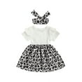 thumbnail image 2 of Sinhoon Baby Girl's One-Piece Ruffle Dress Kids Outfits Cotton Fly Sleeve Leopard Print Sunflower Dress Headband Summer Clothes, 2 of 7