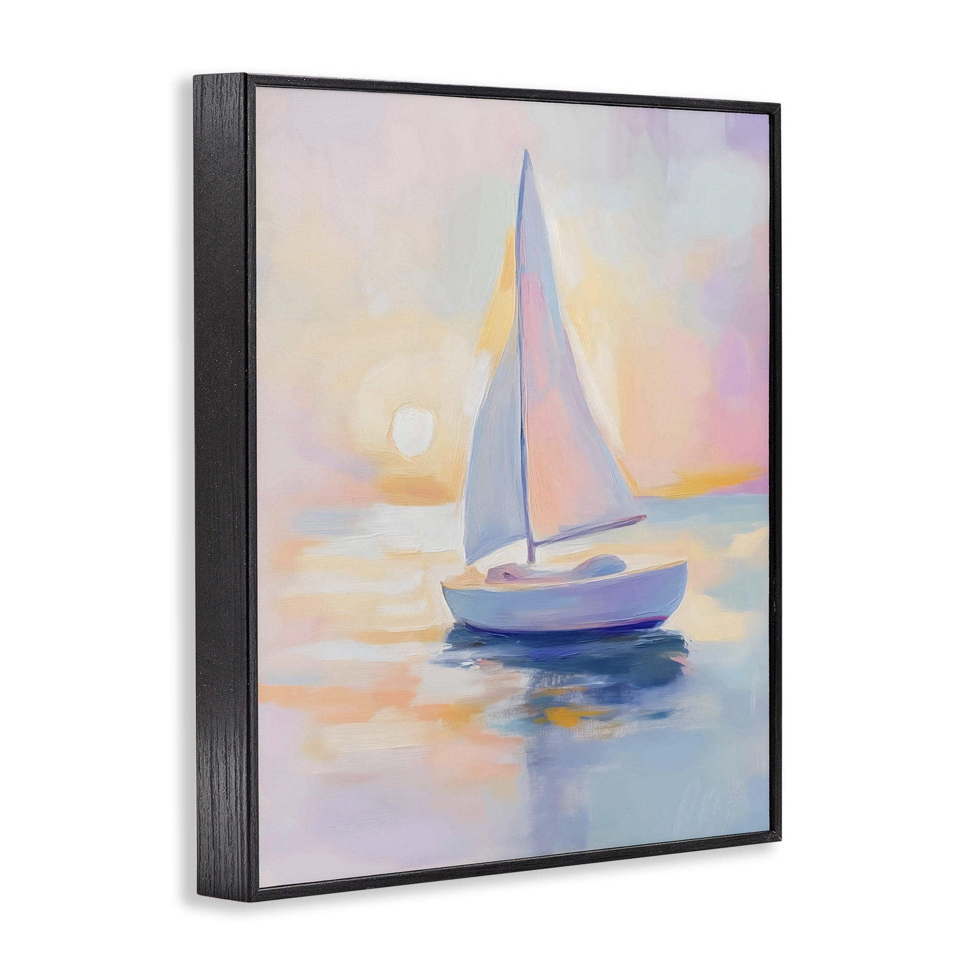 Stupell Industries Pastel Sailboat Toward Pink Horizon Black Framed Giclee Art, design by The Prints Vibe