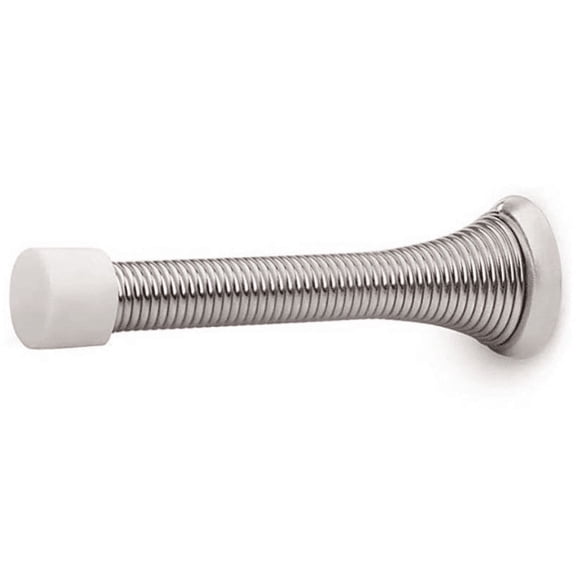 4Pack Spring Door Stopper Brushed Satin Nickel- 3-1/4" Flexible Spring Door Stops For Bottom Of Door