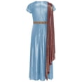 thumbnail image 4 of iiniim Kids Girls Greek Toga Robe Short Sleeve Metallic Ancient Greece Gown Princess Dress Halloween Cosplay Sky Blue 10, 4 of 7
