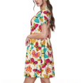 thumbnail image 2 of Balery Colorful Butterflies Vestidos sueltos de manga corta para mujer, vestidos de verano 2025, vestidos casuales de corte A con vuelo., 2 of 6